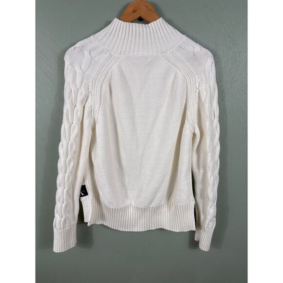 Calvin Klein Jeans Sweater Women's Size XL Cream Cable Knit Crew Neck Pullover - Picture 2 of 10